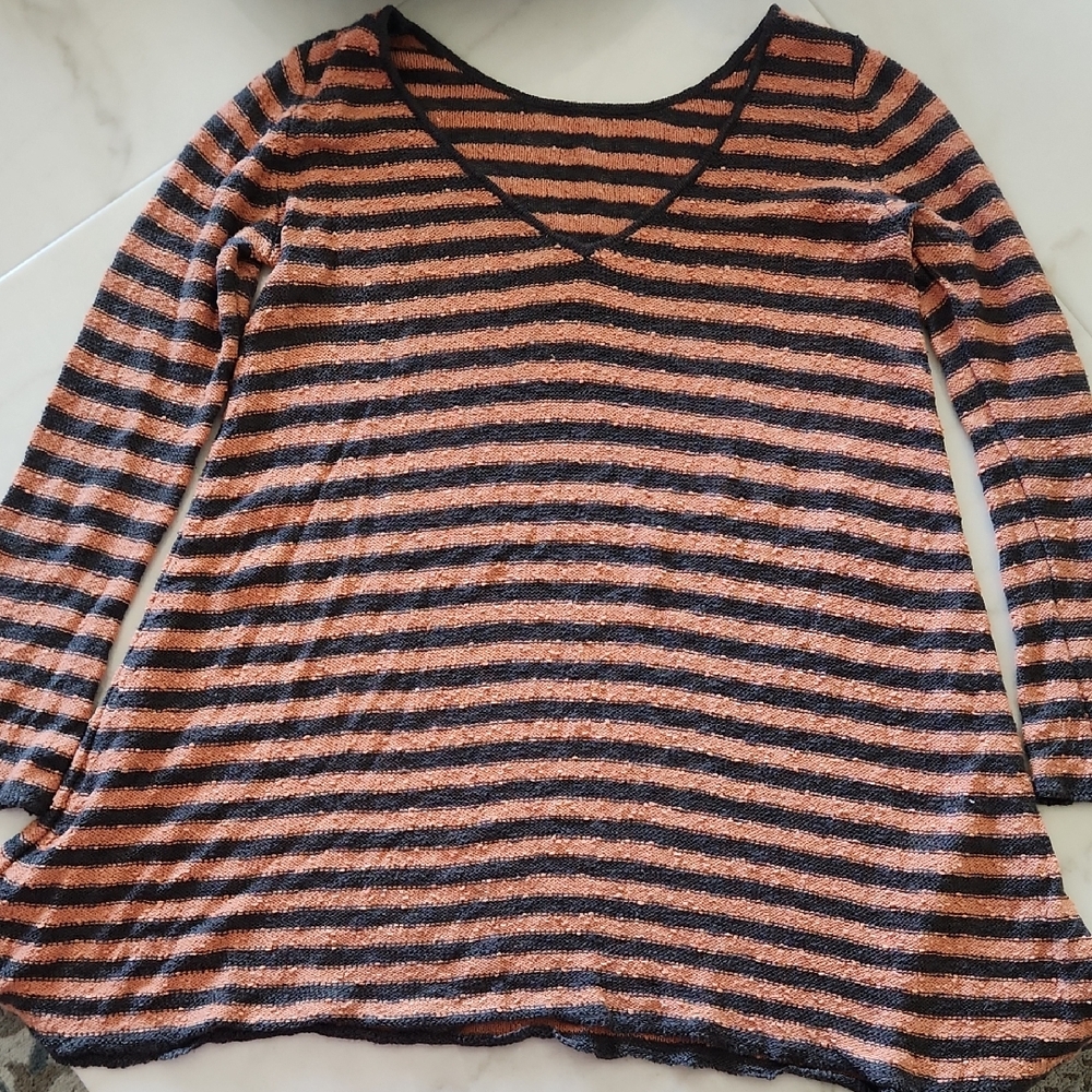 Free People Black and Orange Knit Sweater, Size M